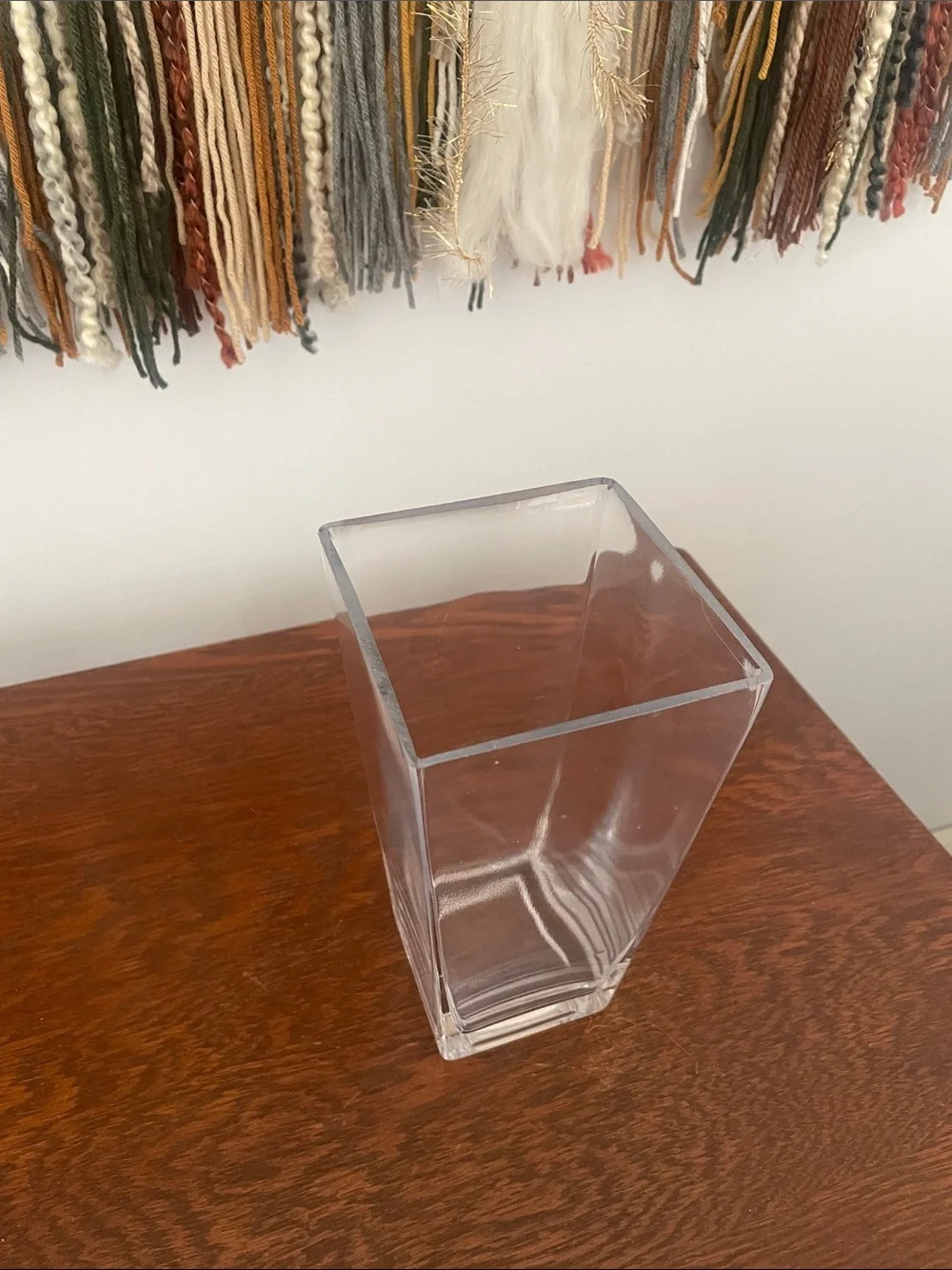 Clear glass vase - tapered square style